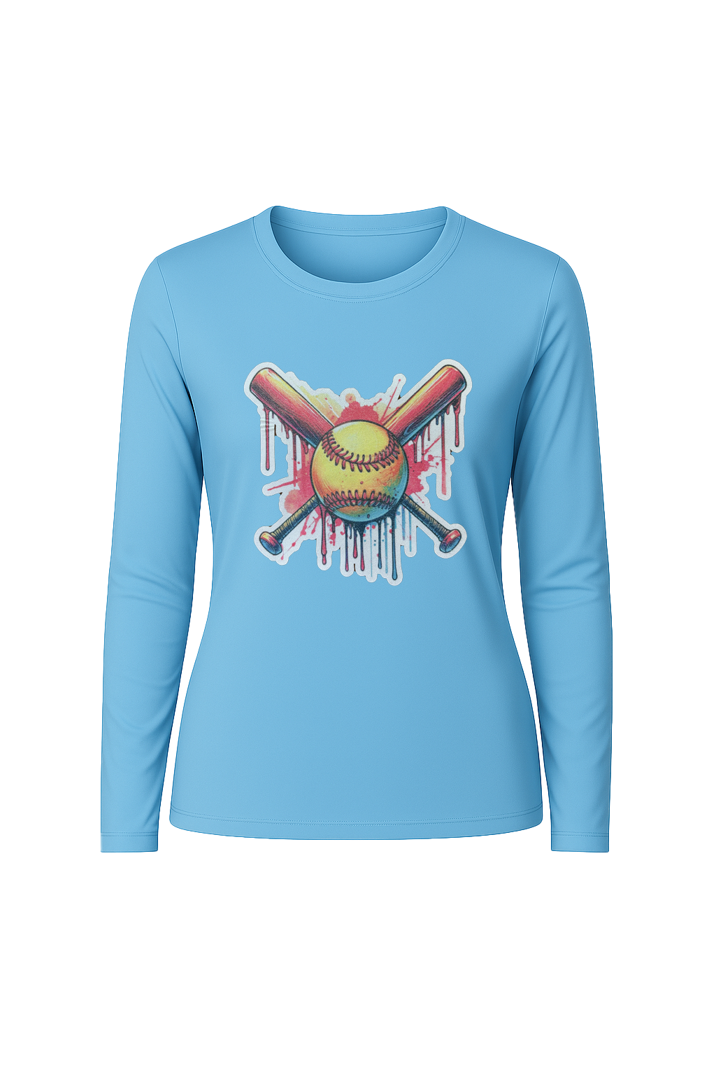 Glitter Red Drip Bats Long Sleeve Tee UPF 50