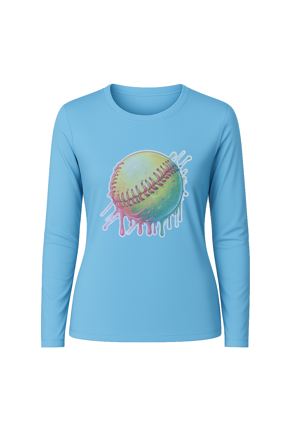 Glitter Softball Drip Long Sleeve Tee UPF 50