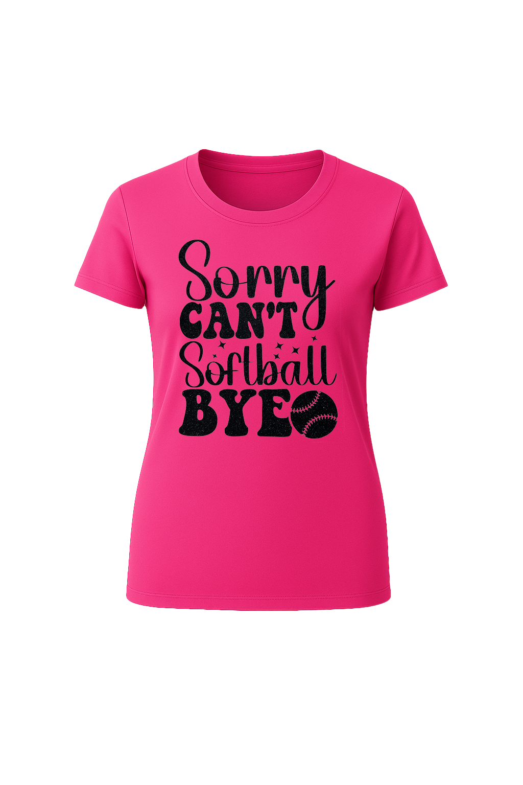 Glitter Sorry Can't Softball Bye Short Sleeve Tee