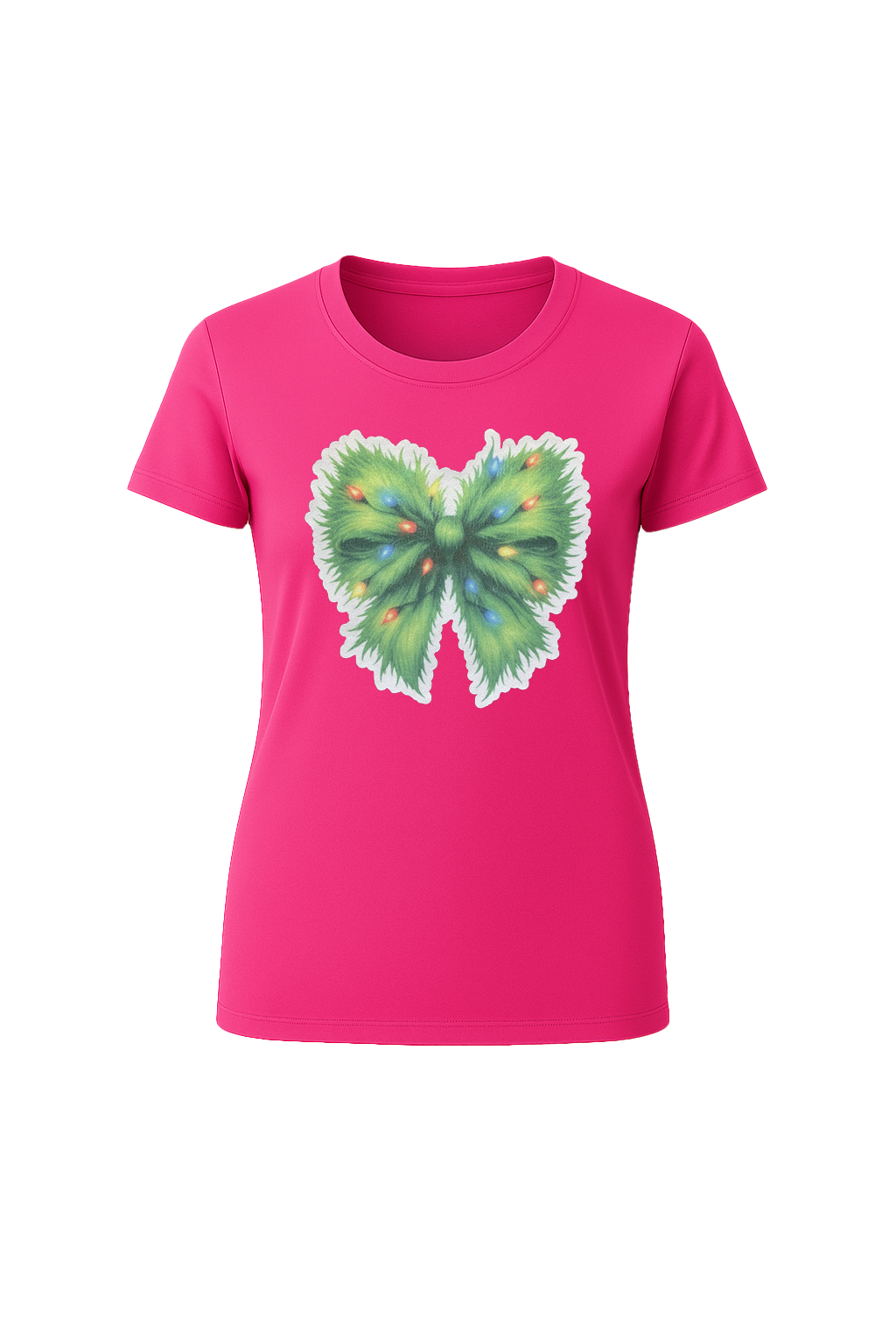 Glitter Evergreen Bow Short Sleeve Tee