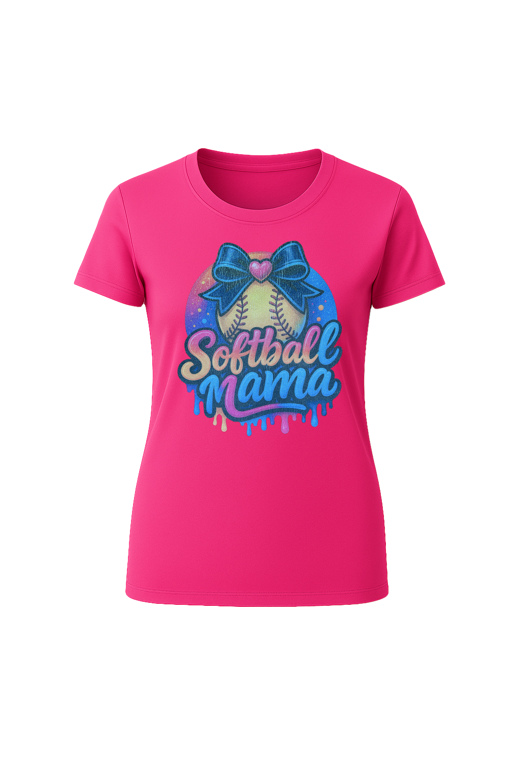Glitter Softball Mama Drip Short Sleeve Tee