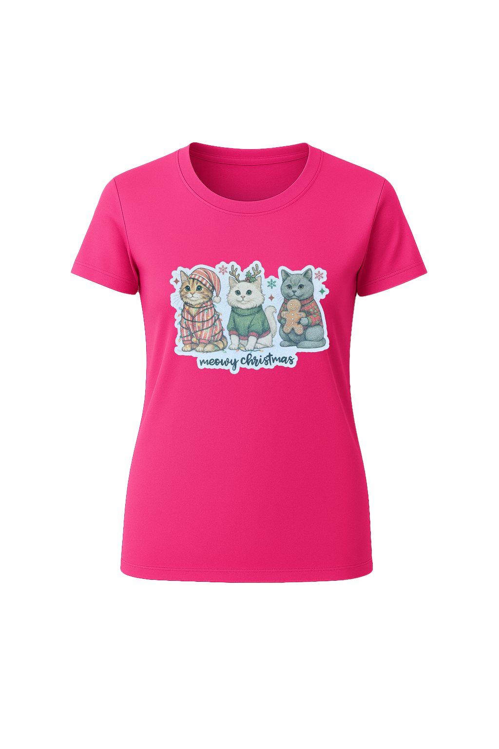 Glitter Christmas Cats Short Sleeve Tee