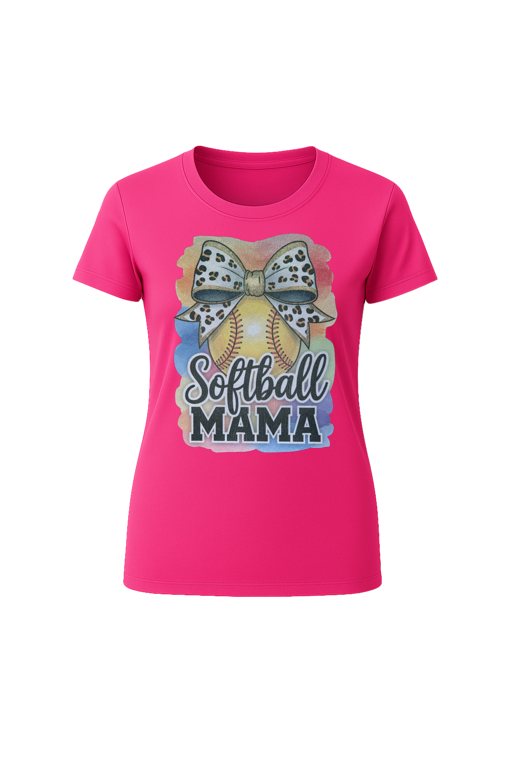 Glitter Watercolor Softball Mama Short Sleeve Tee