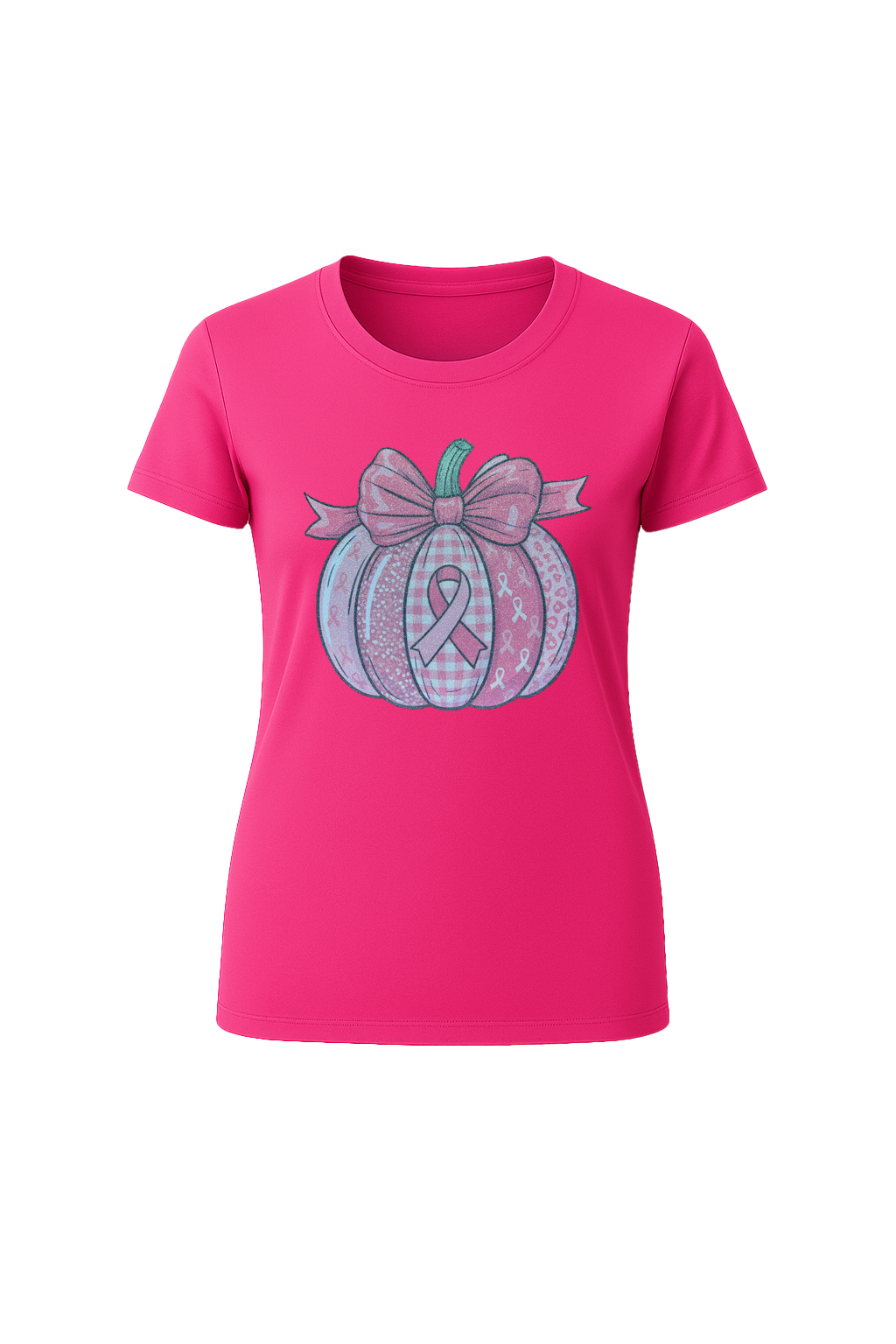 Glitter Breast Cancer Pumpkin Short Sleeve Tee