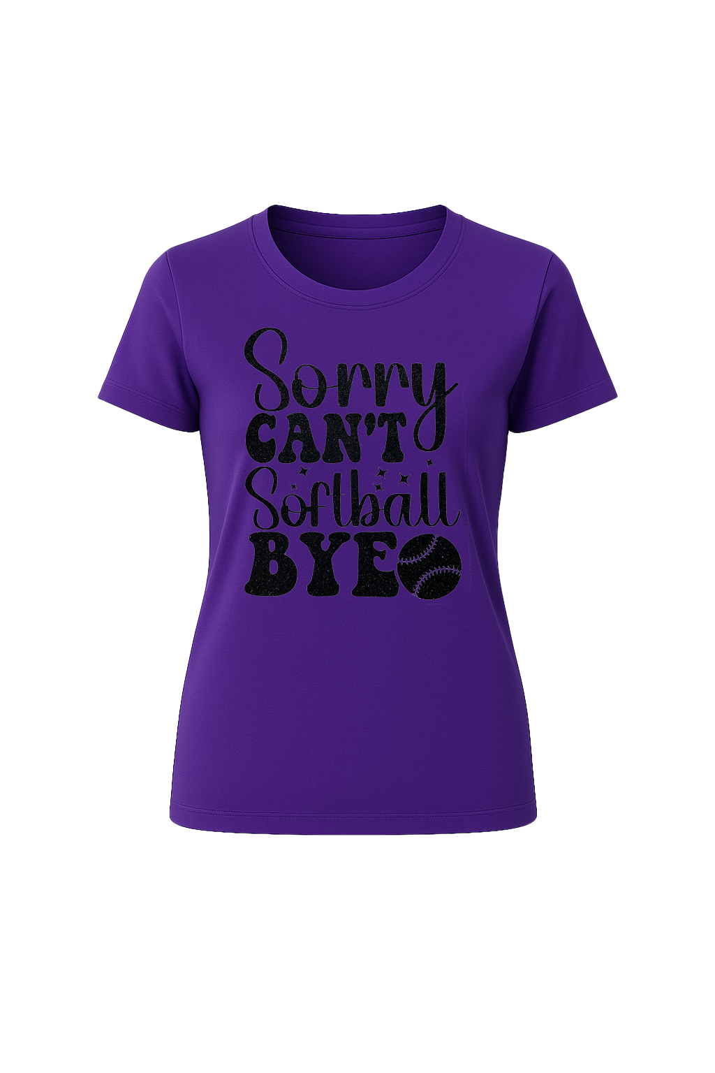 Glitter Sorry Can't Softball Bye Short Sleeve Tee