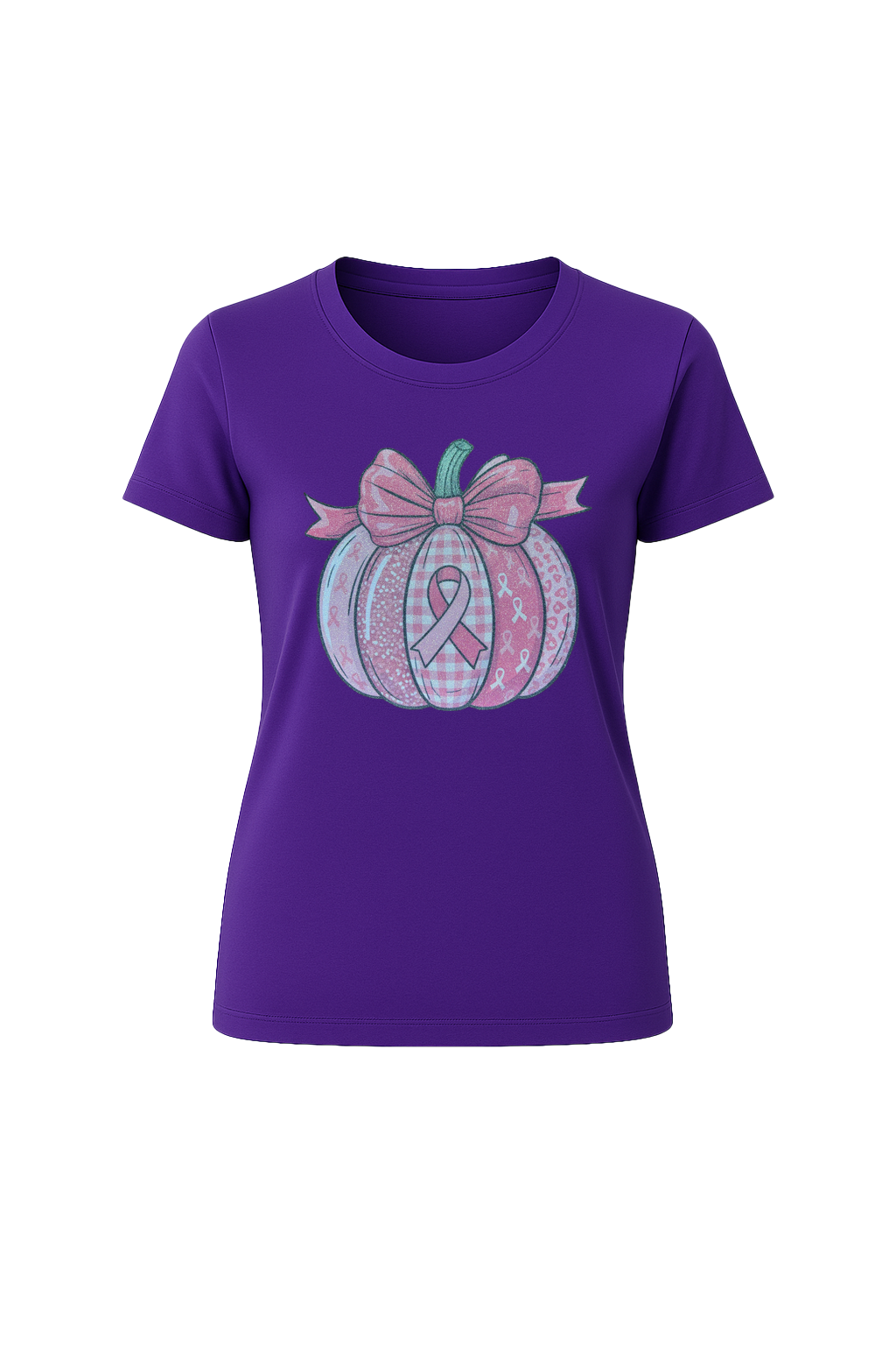Glitter Breast Cancer Pumpkin Short Sleeve Tee