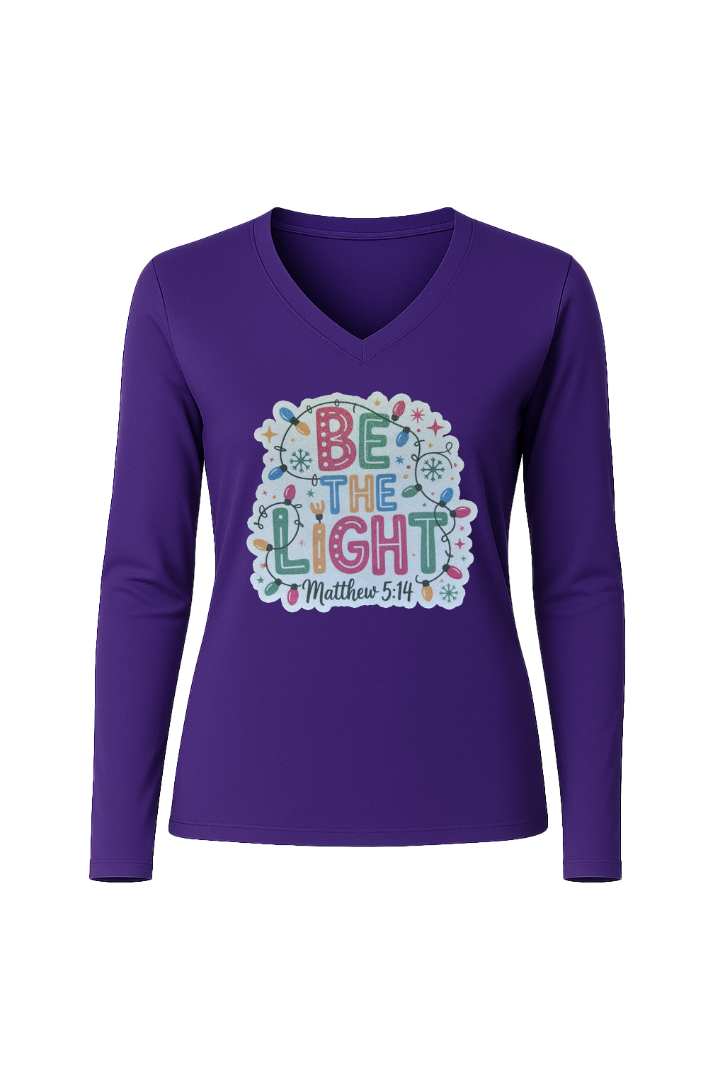 Glitter Be The Light Long Sleeve V-Neck Tee