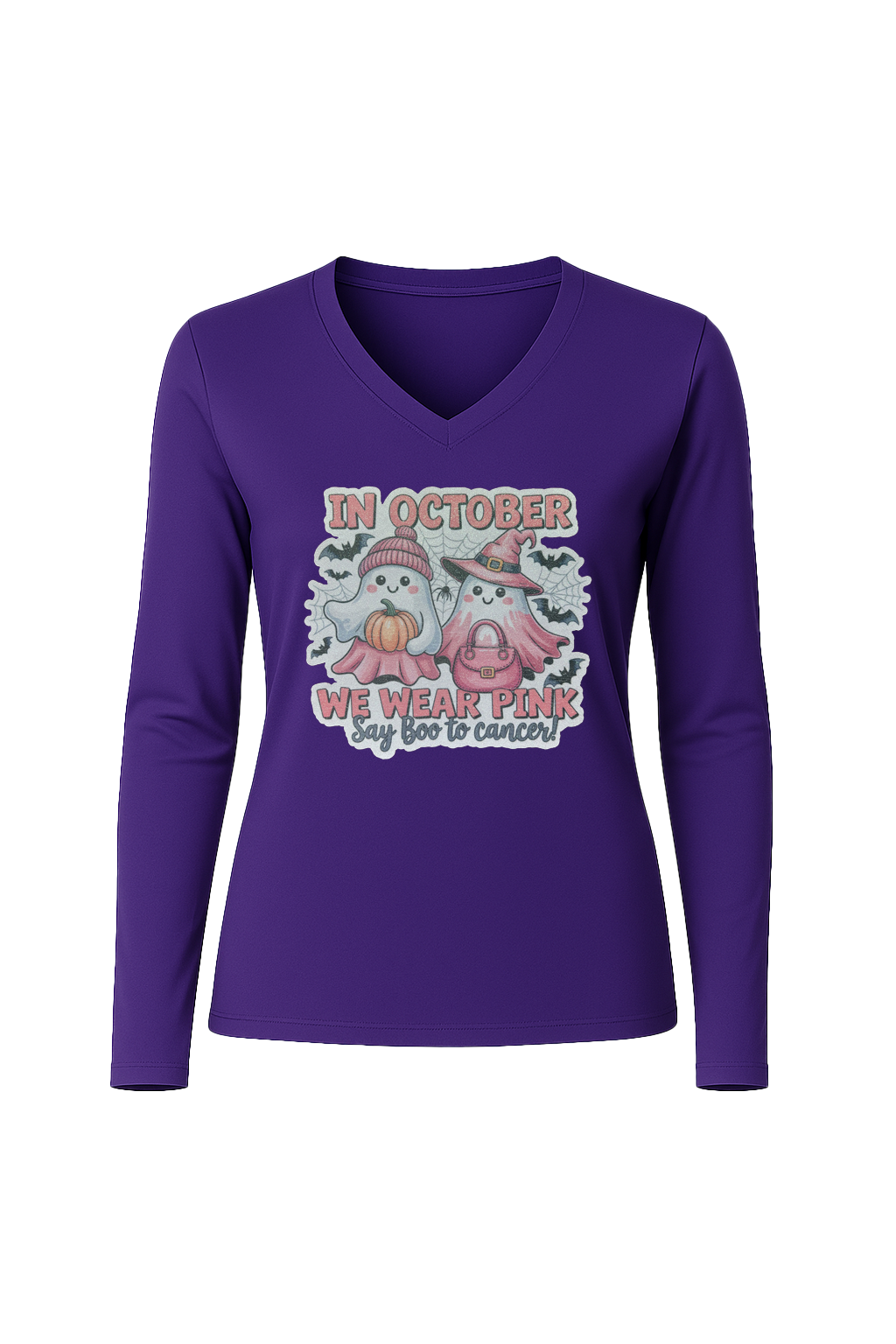 Glitter Wear Pink Say Boo Long Sleeve V-Neck Tee