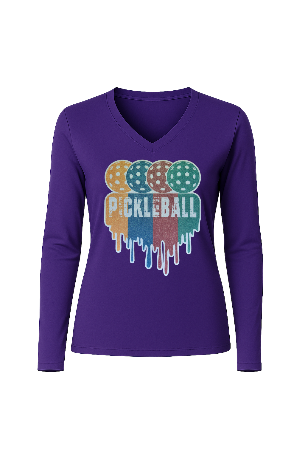 Glitter Pickleball Drip Long Sleeve V-Neck Tee