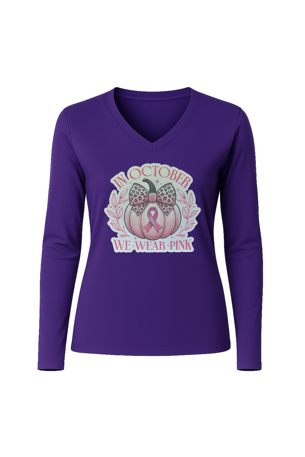 Glitter We Wear Pink Long Sleeve V-Neck Tee