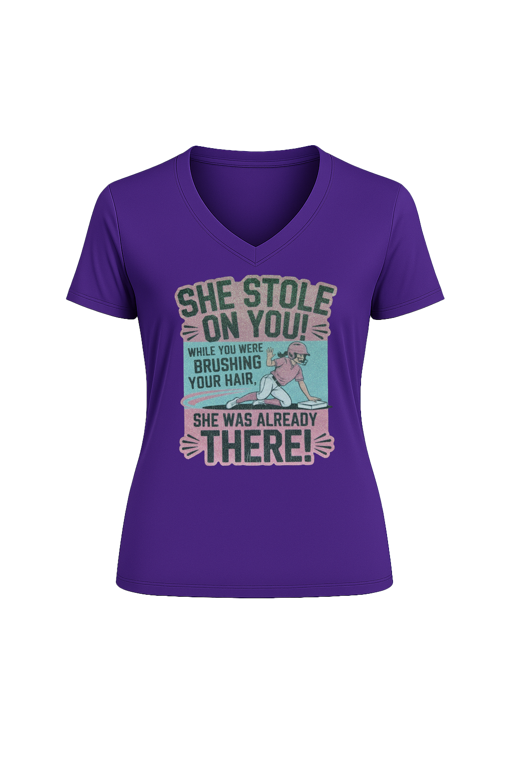 Glitter She Stole On You Short Sleeve V-Neck Tee