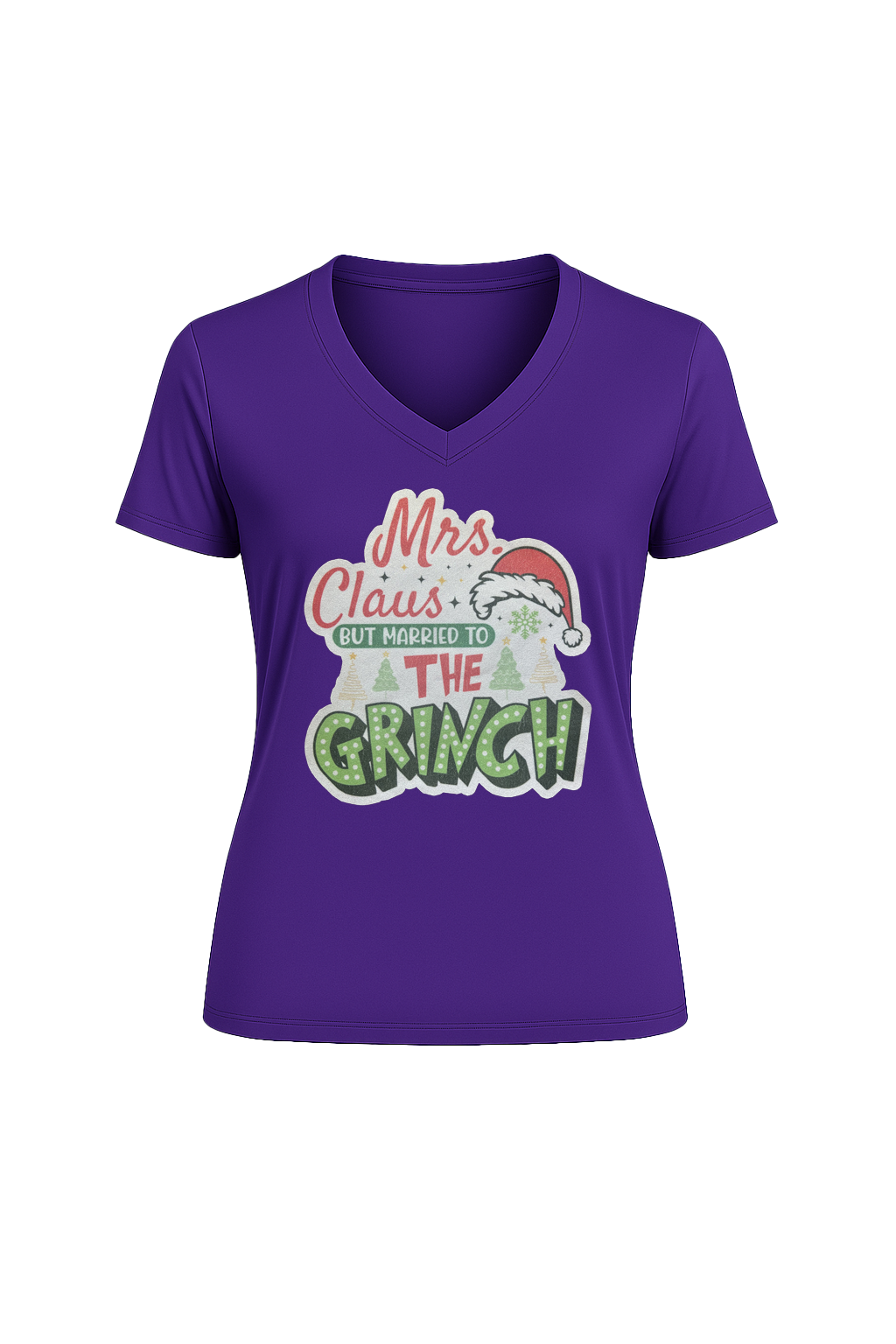 Glitter Married To The Grinch Short Sleeve V-Neck Tee