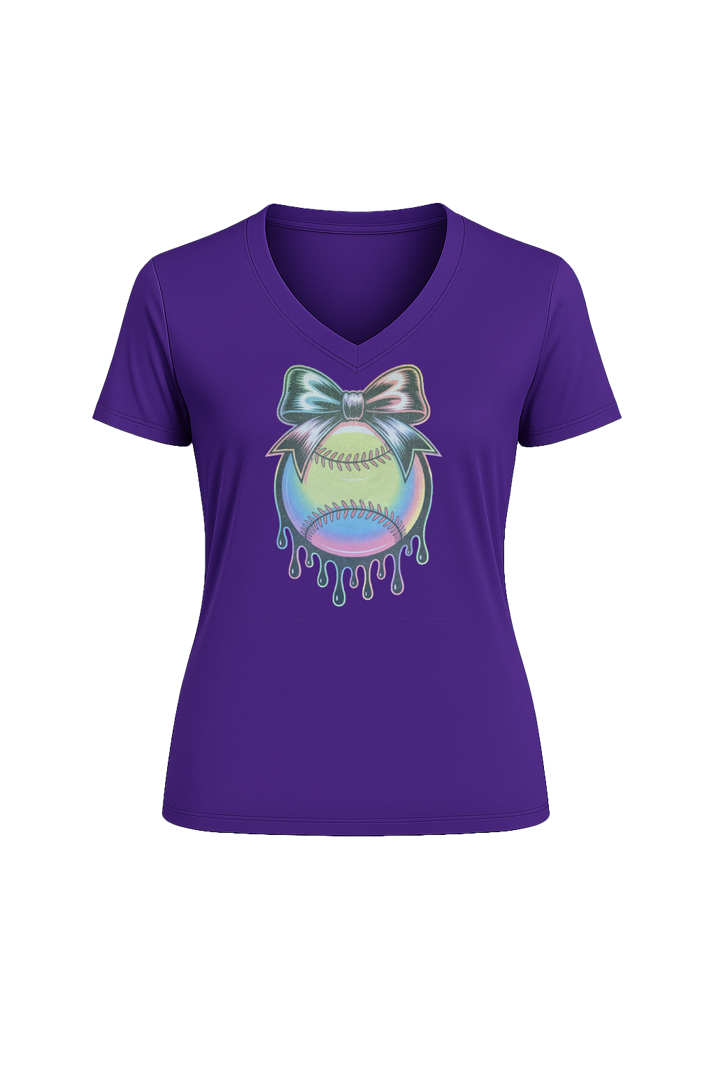 Glitter Neon Drip Short Sleeve V-Neck Tee