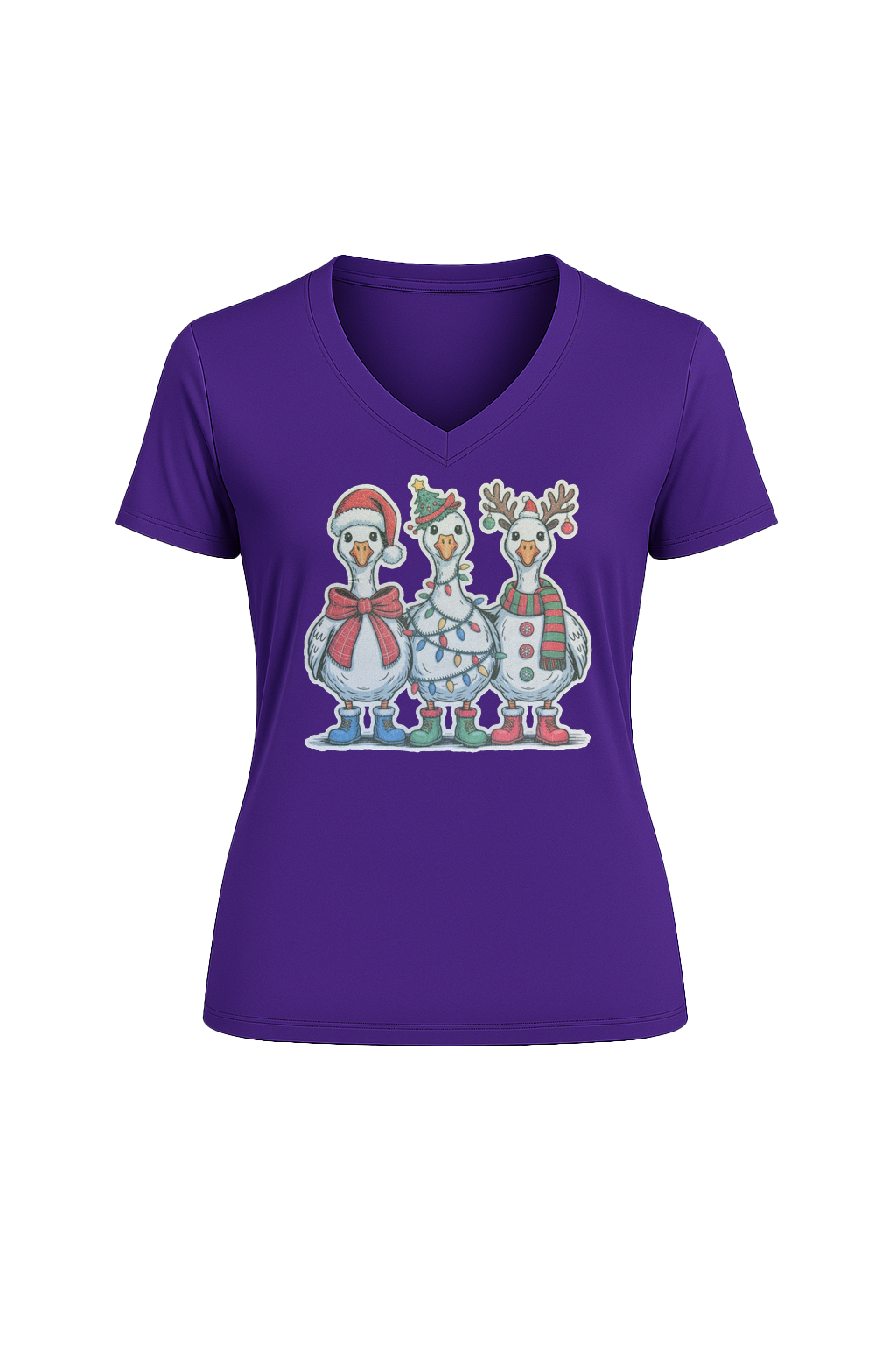 Glitter Festive Fowl Short Sleeve V-Neck Tee