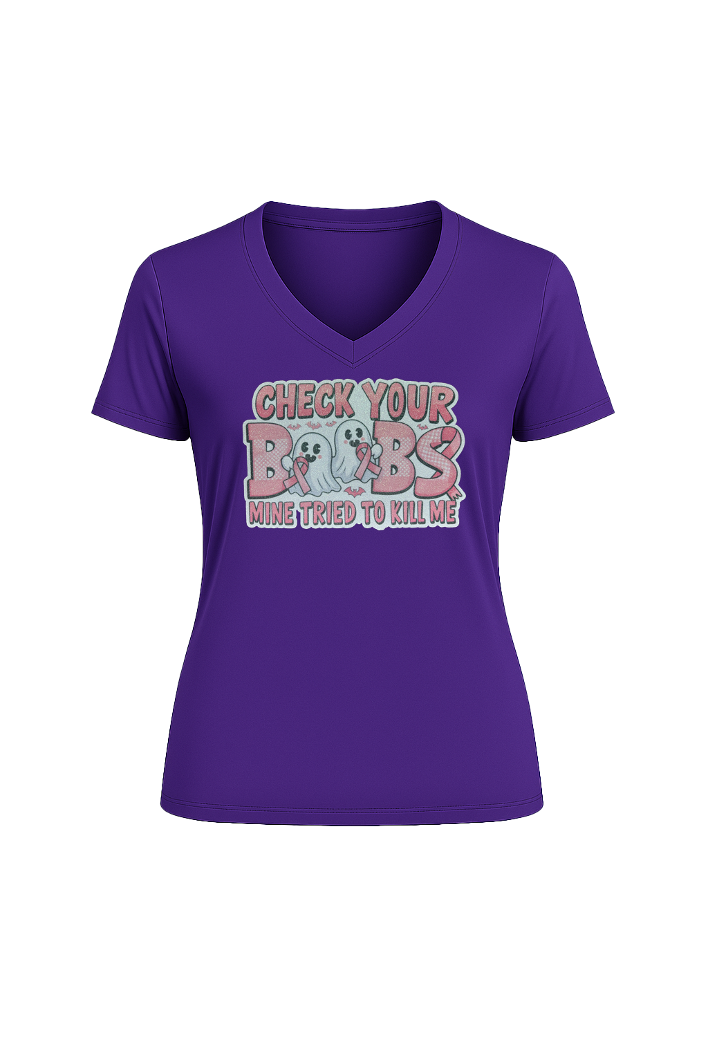 Glitter Check Your Boobs Short Sleeve V-Neck Tee