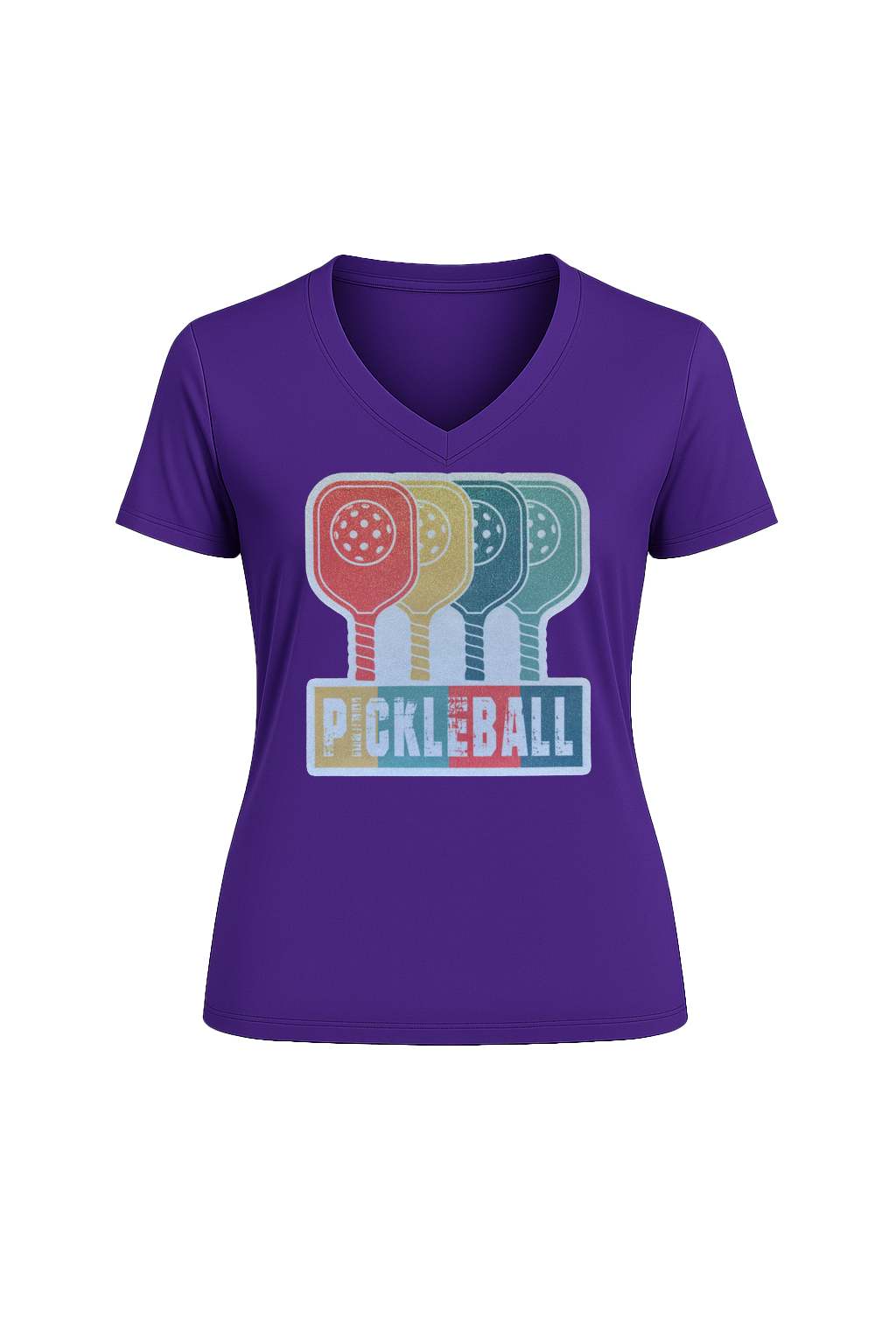 Glitter Pickleball Paddles Short Sleeve V-Neck Tee