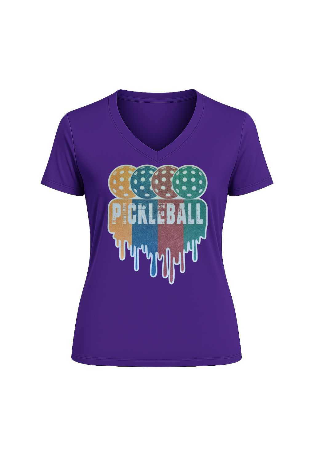 Glitter Pickleball Drip Short Sleeve V-Neck Tee