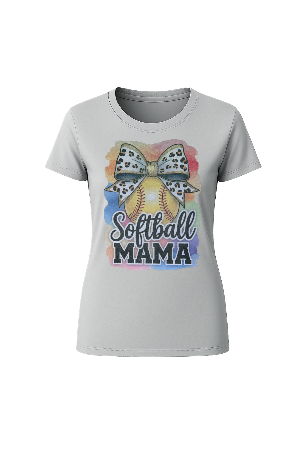 Glitter Watercolor Softball Mama Short Sleeve Tee