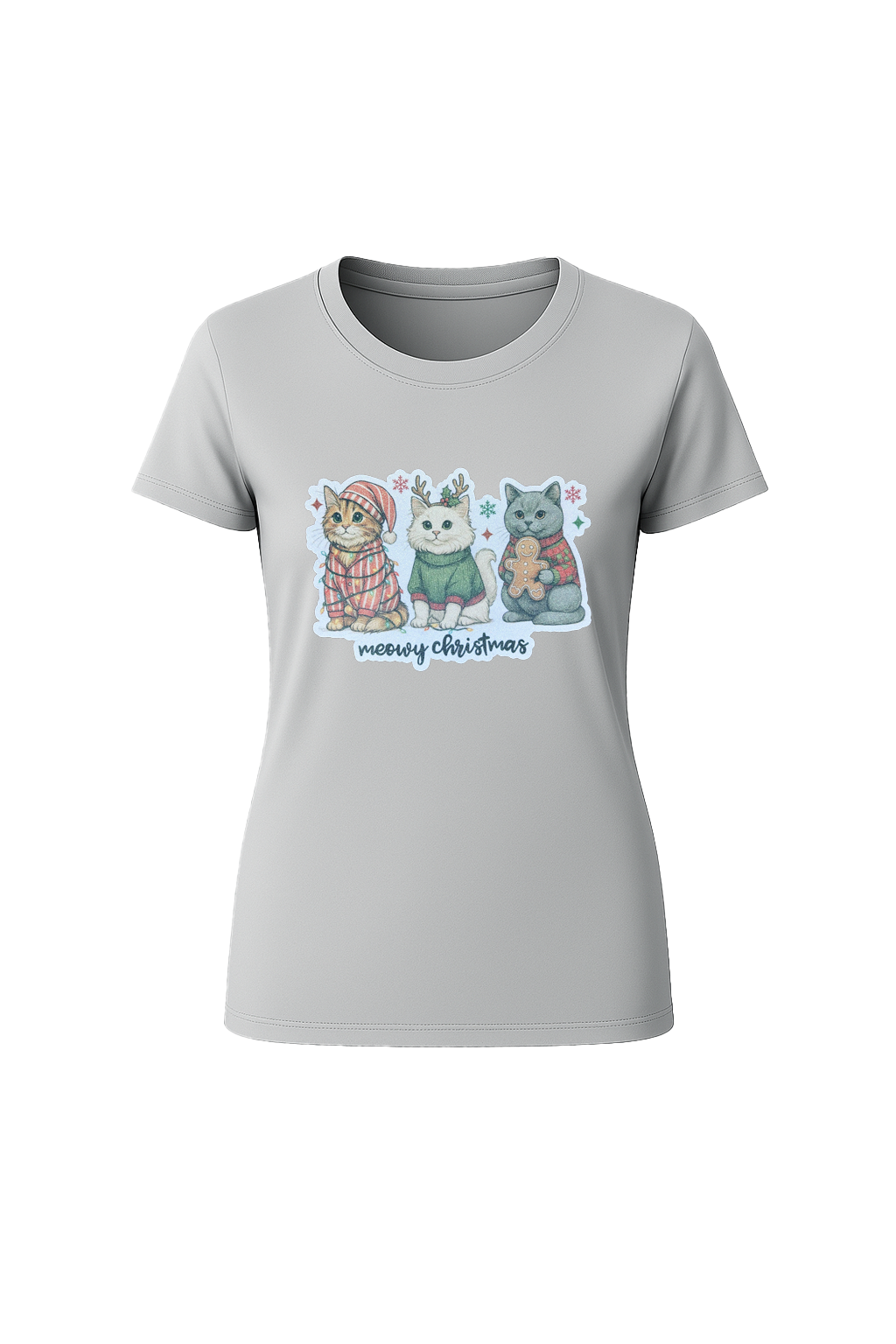 Glitter Christmas Cats Short Sleeve Tee