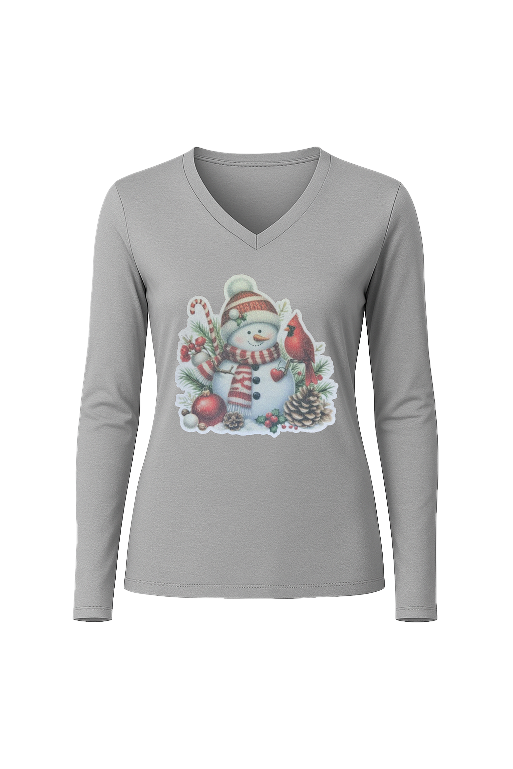 Glitter Cardinal's Gift Long Sleeve V-Neck Tee