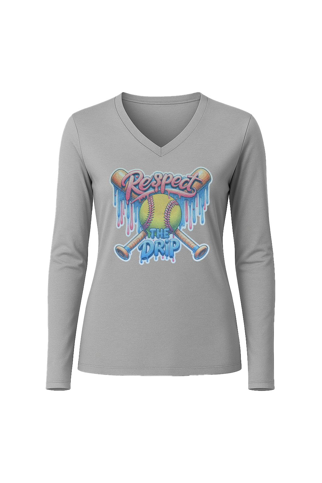Glitter Respect The Drip Long Sleeve V-Neck Tee