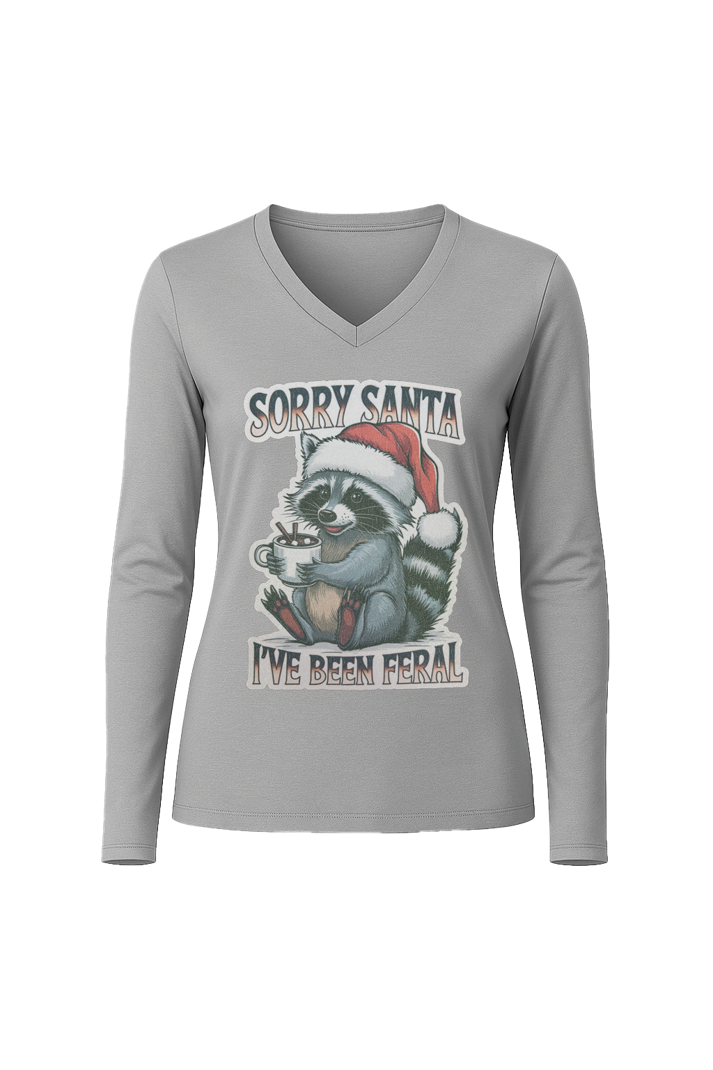 Glitter I've Been Feral Long Sleeve V-Neck Tee