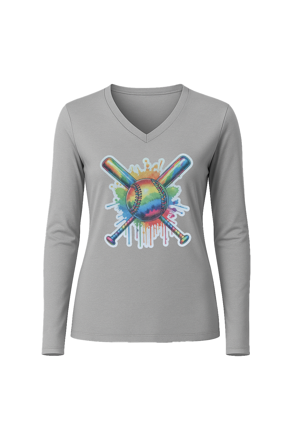 Glitter Splatter Bats Long Sleeve V-Neck Tee
