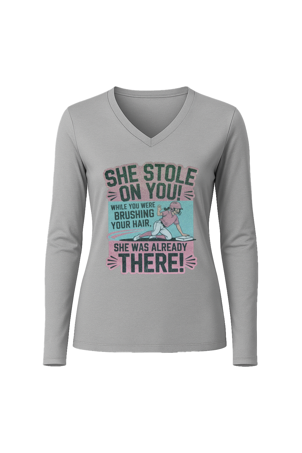 Glitter She Stole On You Long Sleeve V-Neck Tee