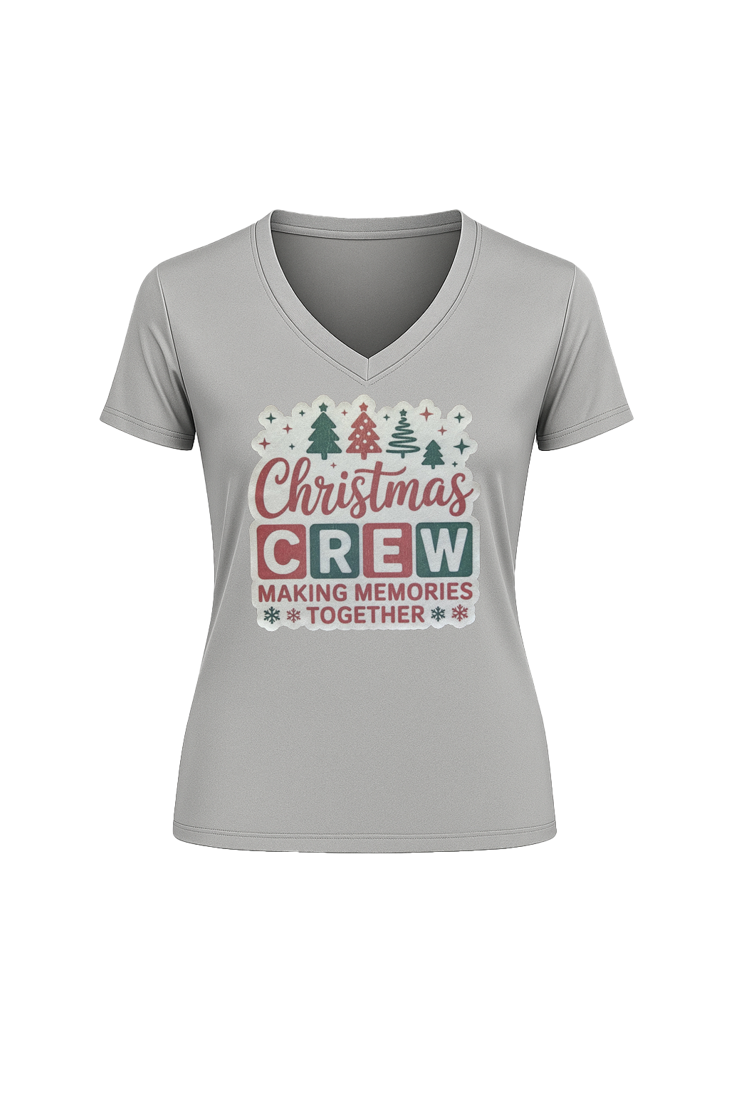 Glitter Christmas Crew Short Sleeve V-Neck Tee