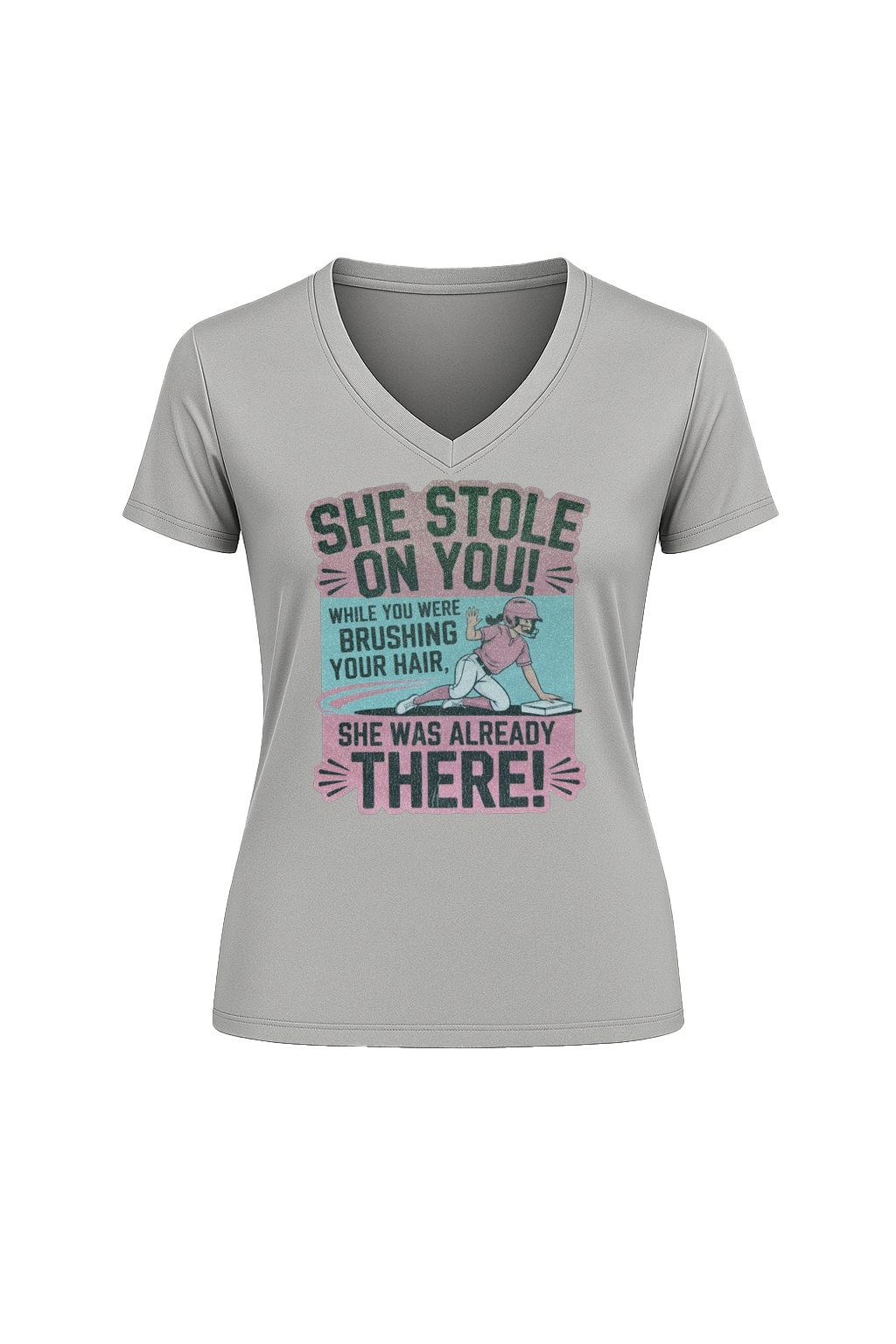 Glitter She Stole On You Short Sleeve V-Neck Tee