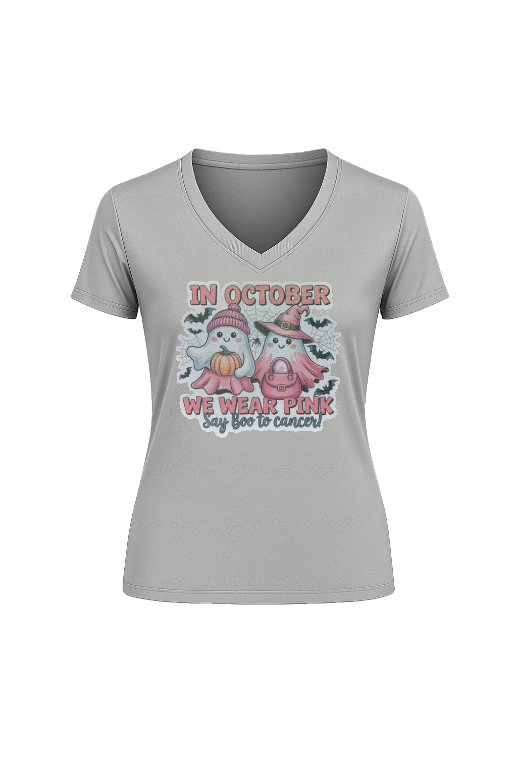 Glitter Wear Pink Say Boo Short Sleeve V-Neck Tee