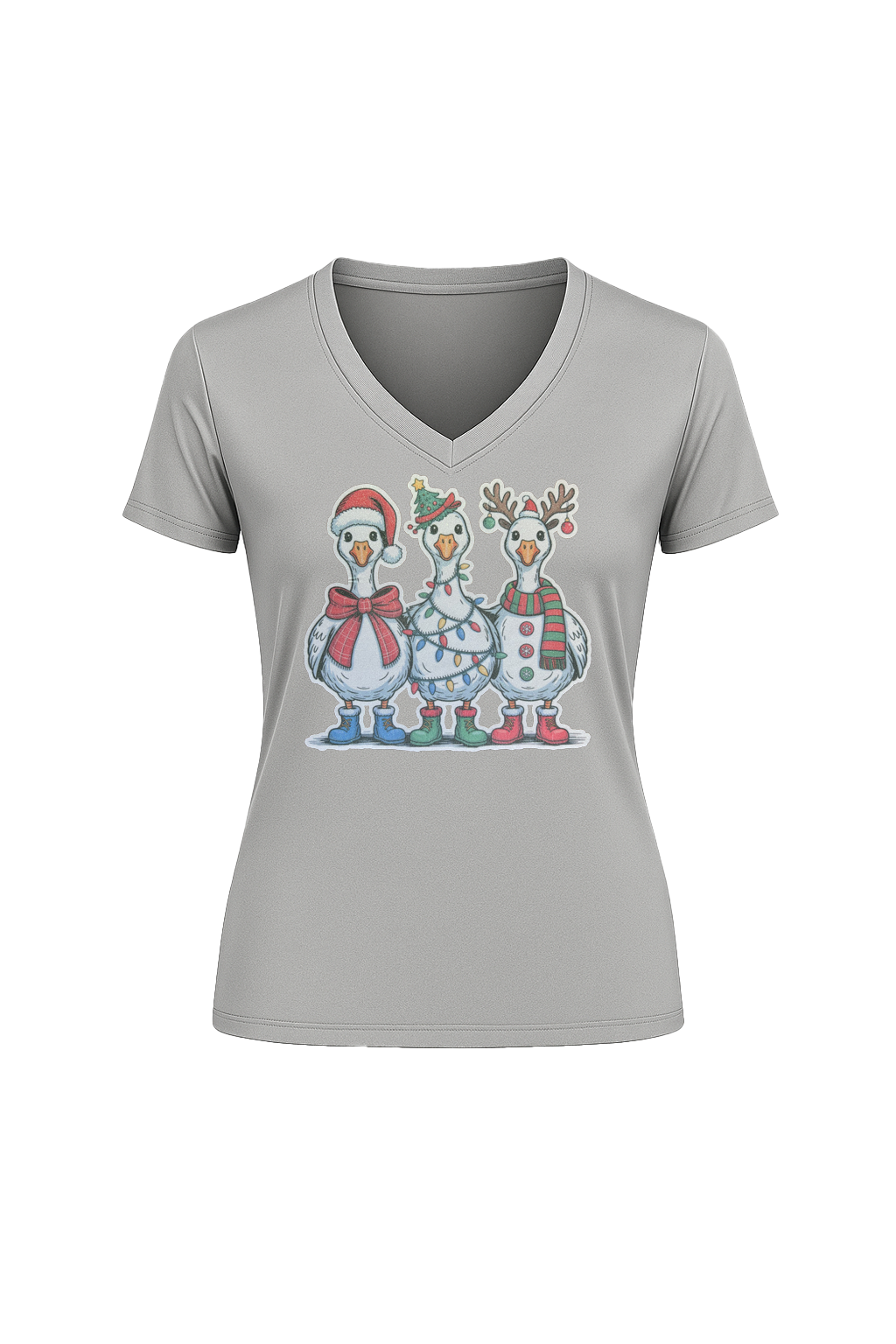 Glitter Festive Fowl Short Sleeve V-Neck Tee