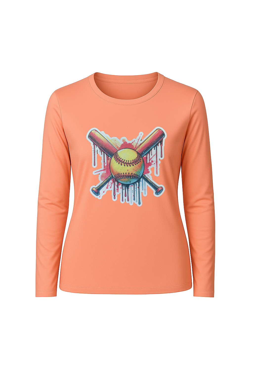 Glitter Red Drip Bats Long Sleeve Tee UPF 50