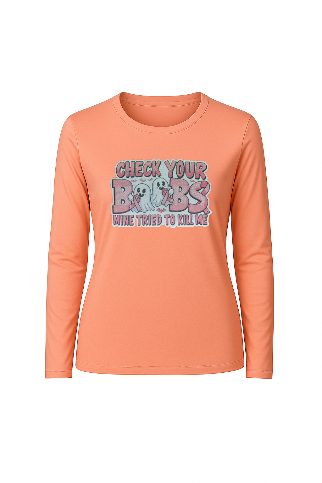 Glitter Check Your Boobs Long Sleeve Tee UPF 50