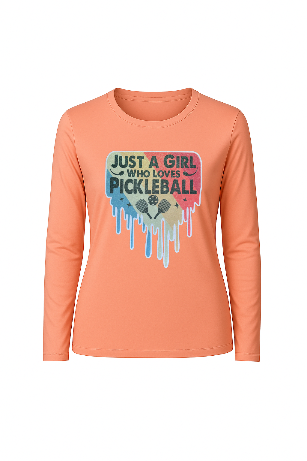 Glitter Girl Loves Pickleball Long Sleeve Tee UPF 50