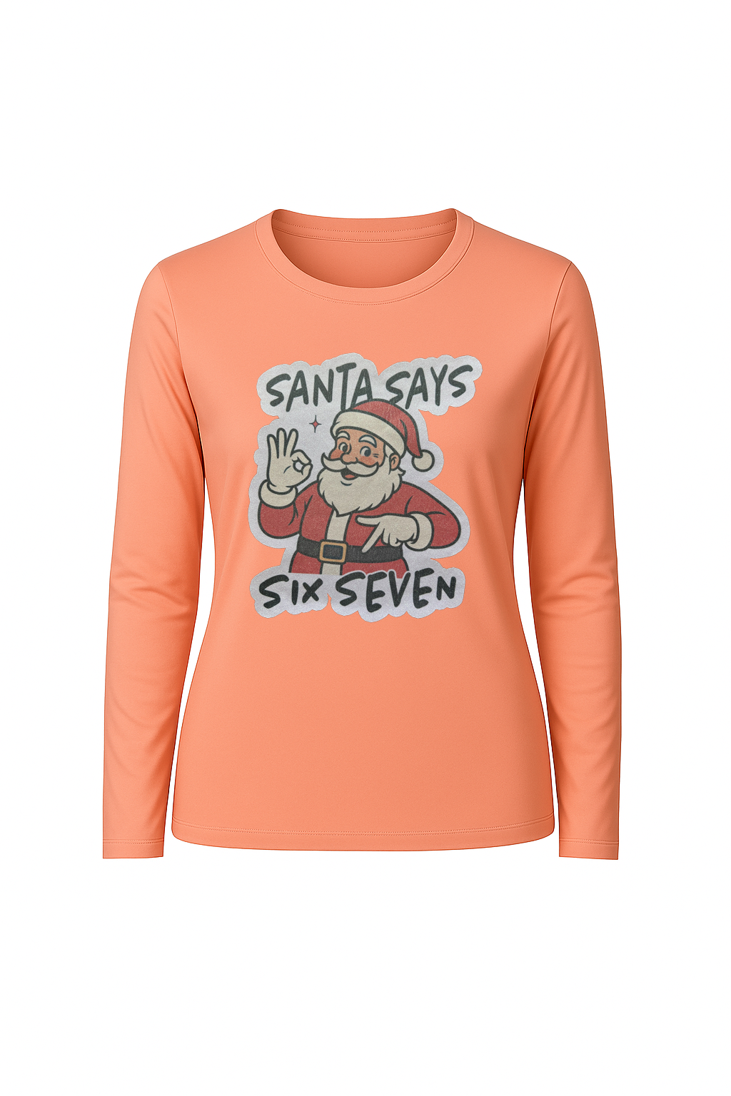Glitter Santa Says Six Seven Long Sleeve Tee UPF 50