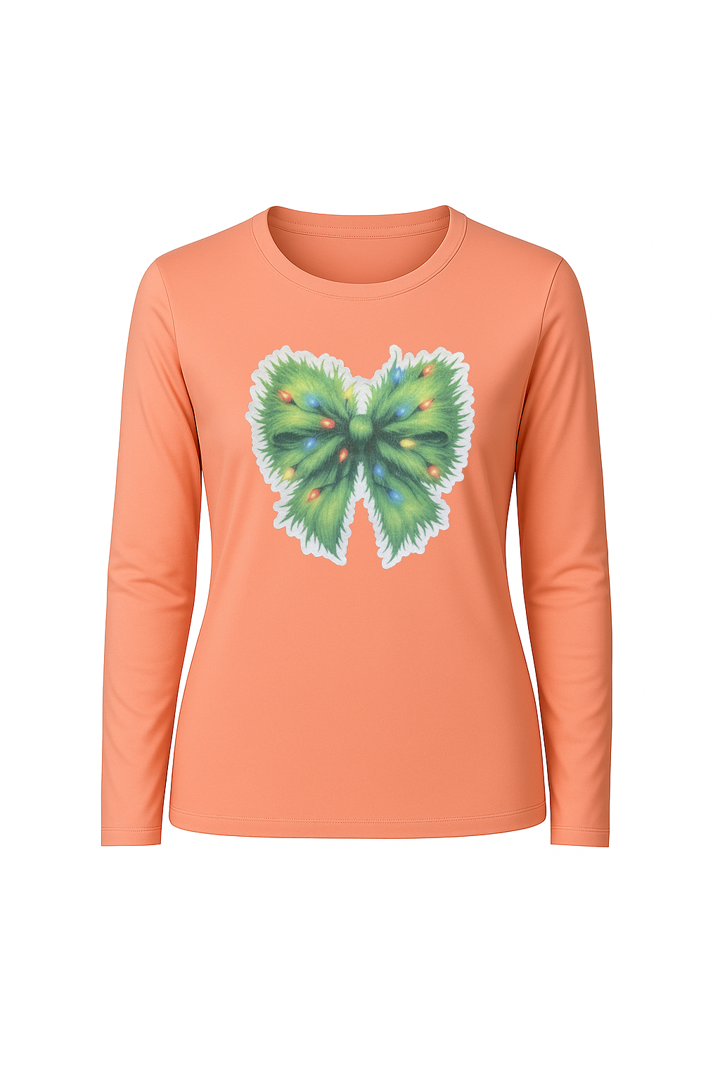 Glitter Evergreen Bow Long Sleeve Tee UPF 50