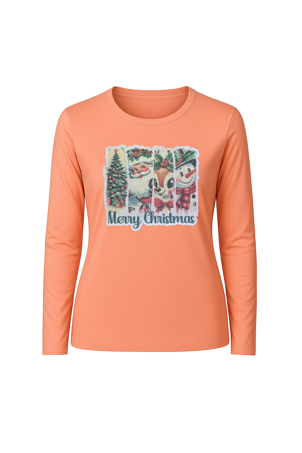 Glitter Christmas Collage Long Sleeve Tee UPF 50
