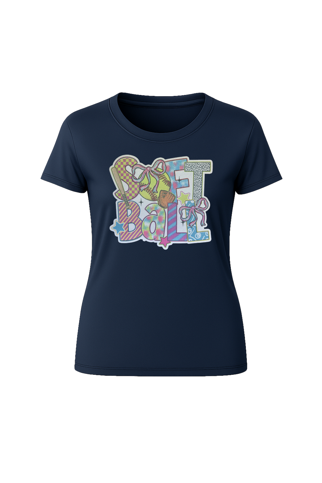 Glitter Softball Collage Short Sleeve Tee