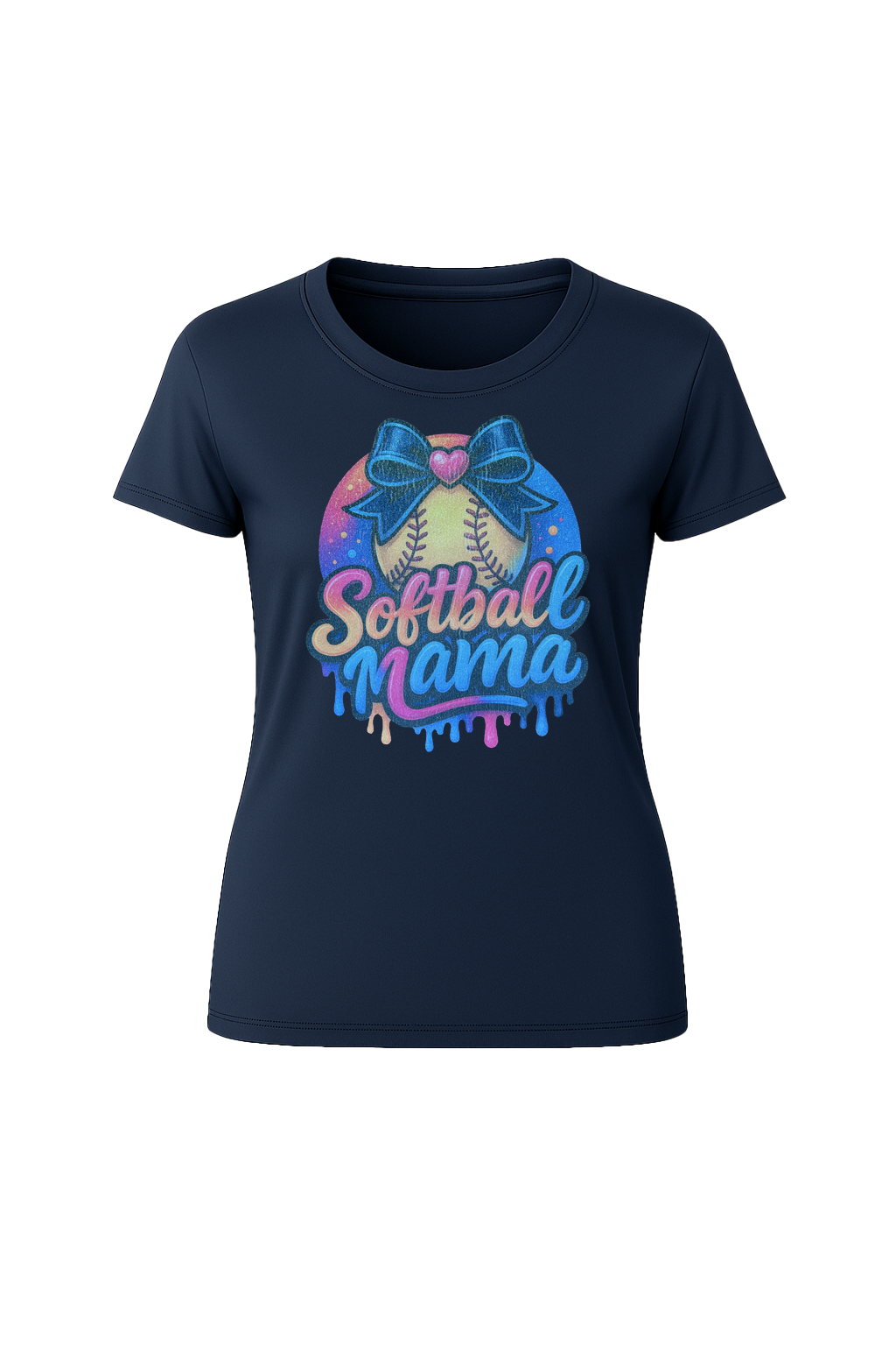 Glitter Softball Mama Drip Short Sleeve Tee