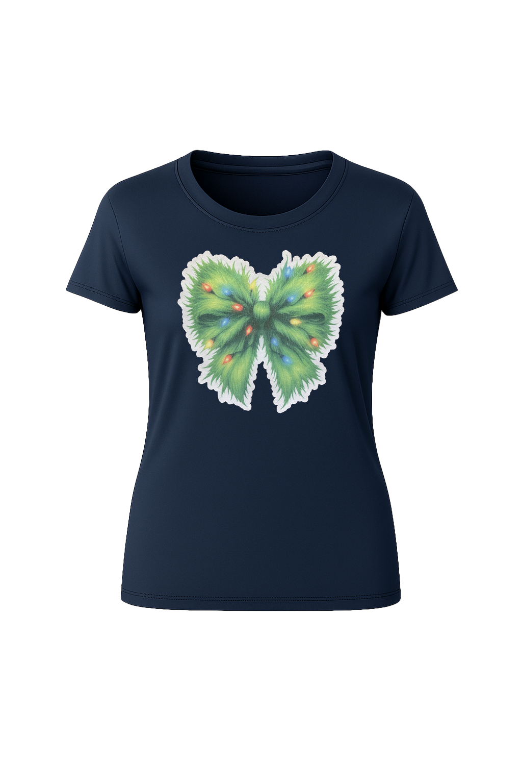Glitter Evergreen Bow Short Sleeve Tee