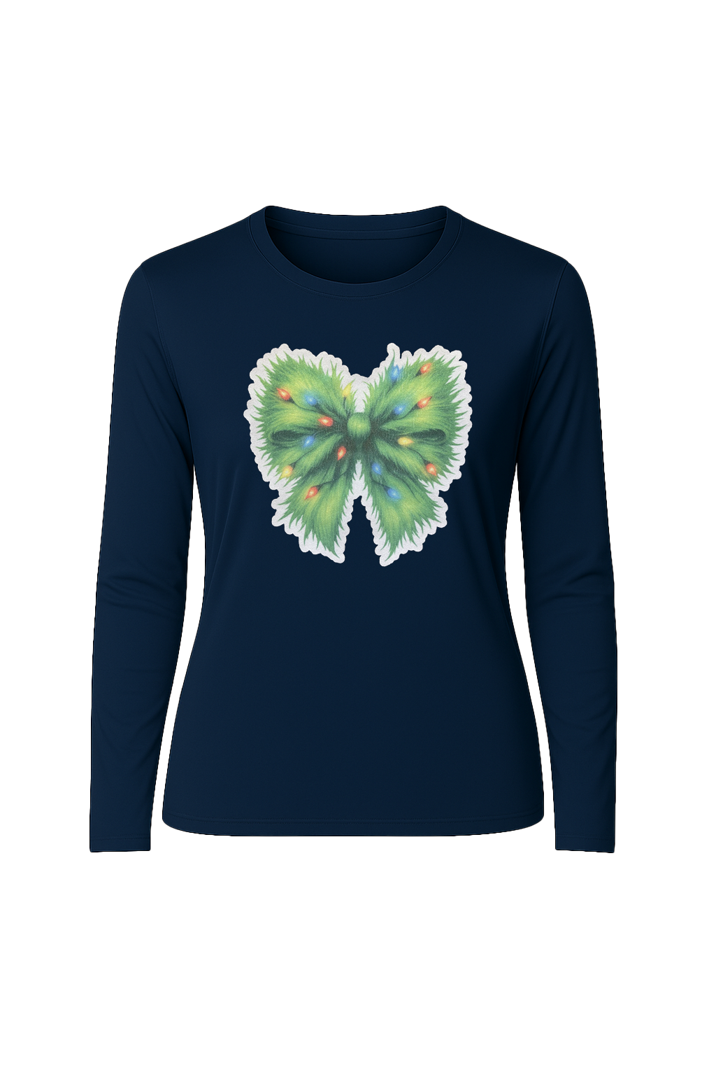 Glitter Evergreen Bow Long Sleeve Tee UPF 50