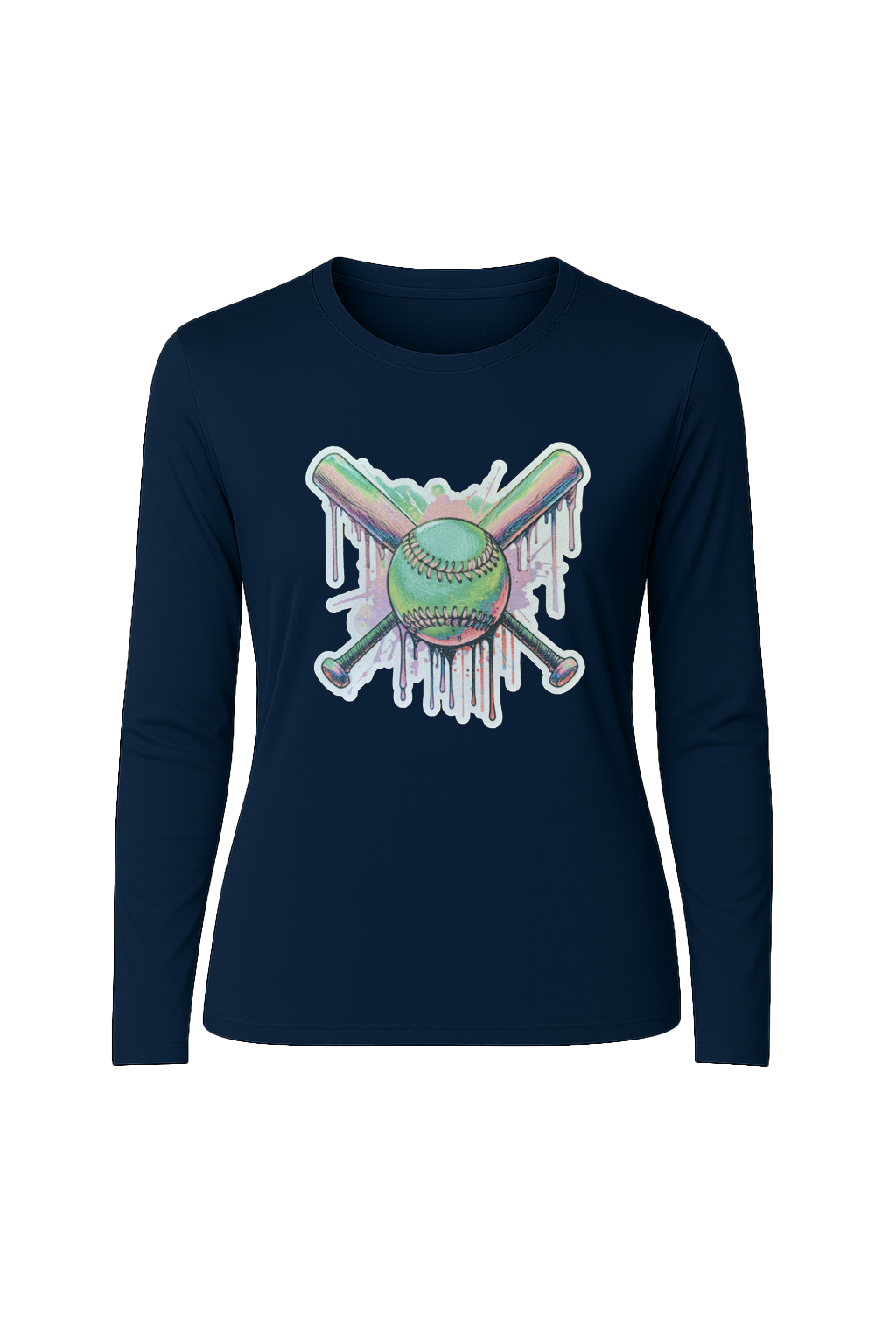 Glitter Green Drip Bats Long Sleeve Tee UPF 50