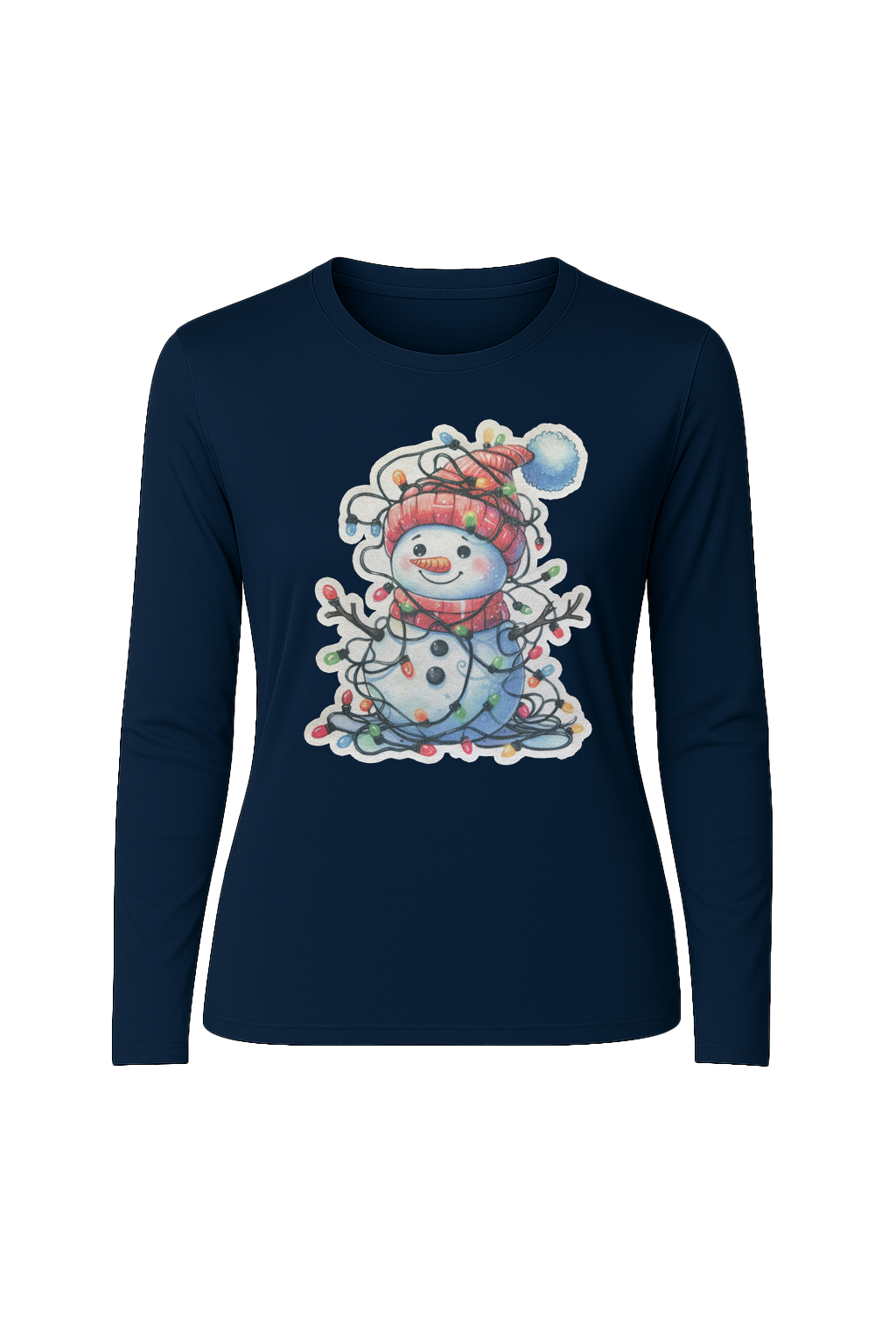 Glitter Tangled Snowman Long Sleeve Tee UPF 50