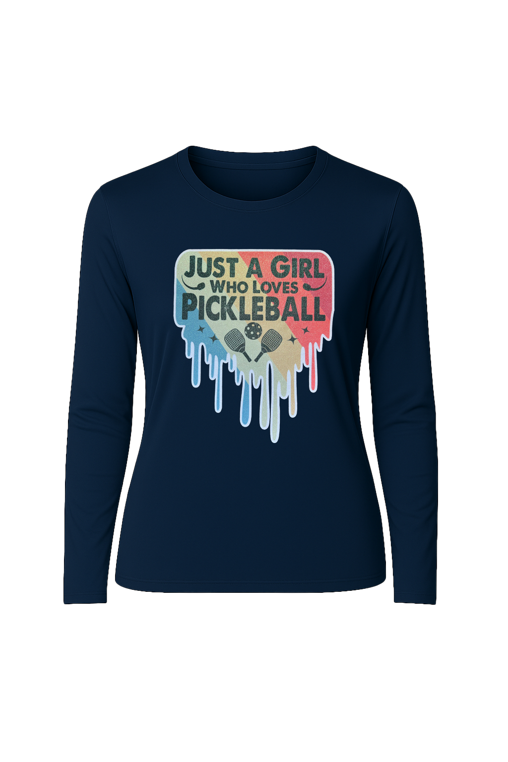 Glitter Girl Loves Pickleball Long Sleeve Tee UPF 50