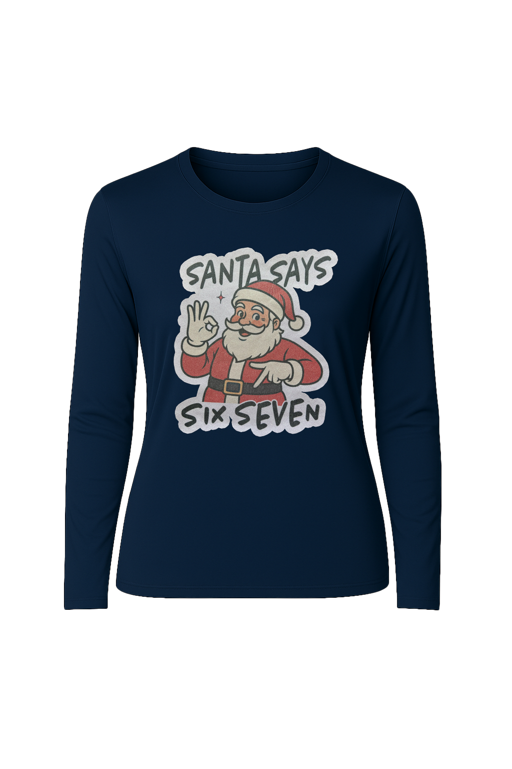 Glitter Santa Says Six Seven Long Sleeve Tee UPF 50