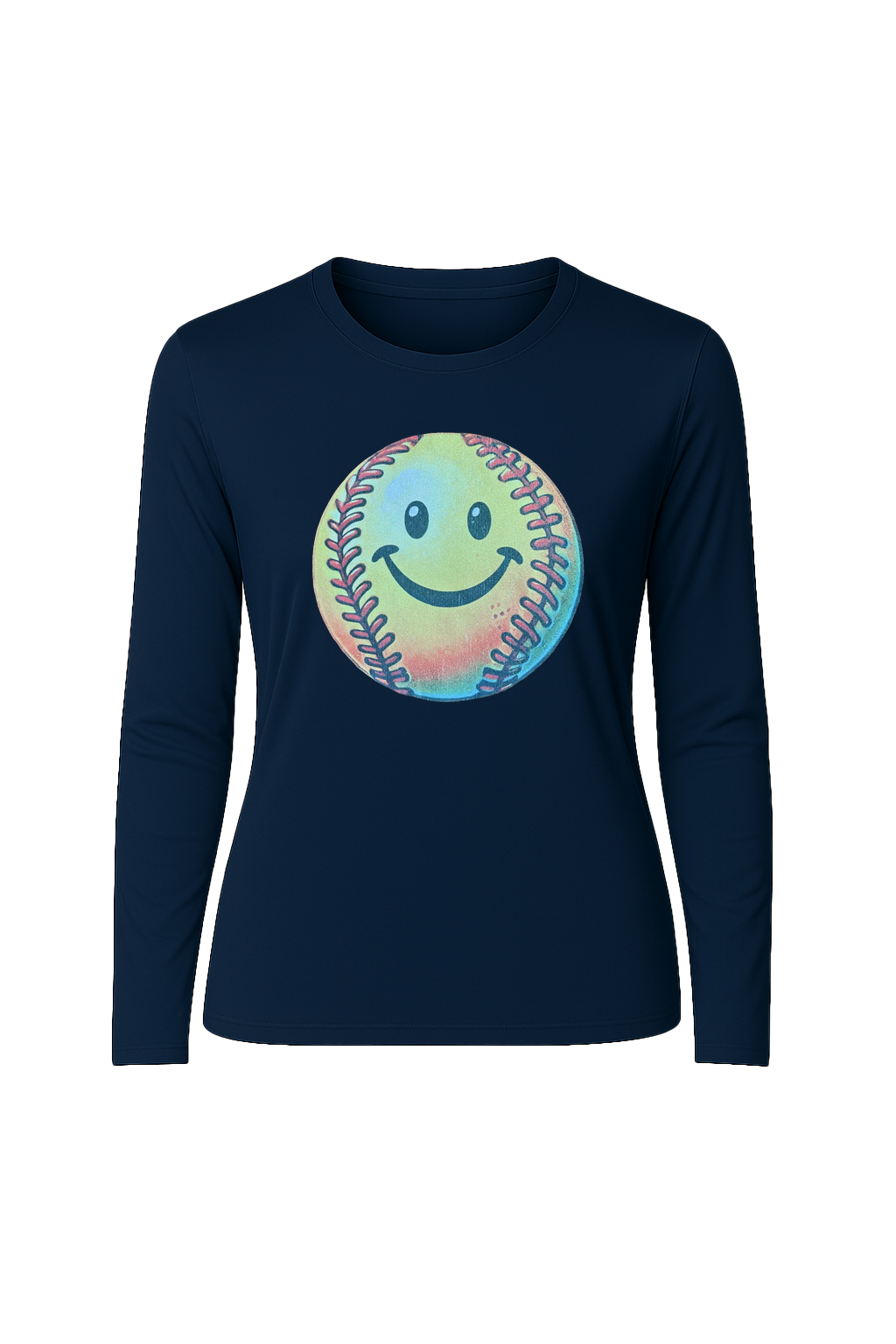 Glitter Happy Softball Long Sleeve Tee UPF 50