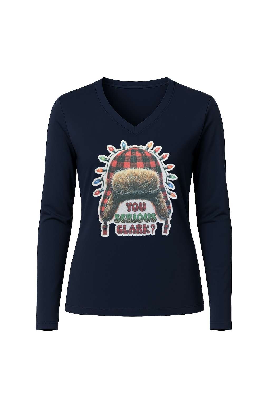 Glitter You Serious Clark? Long Sleeve V-Neck Tee