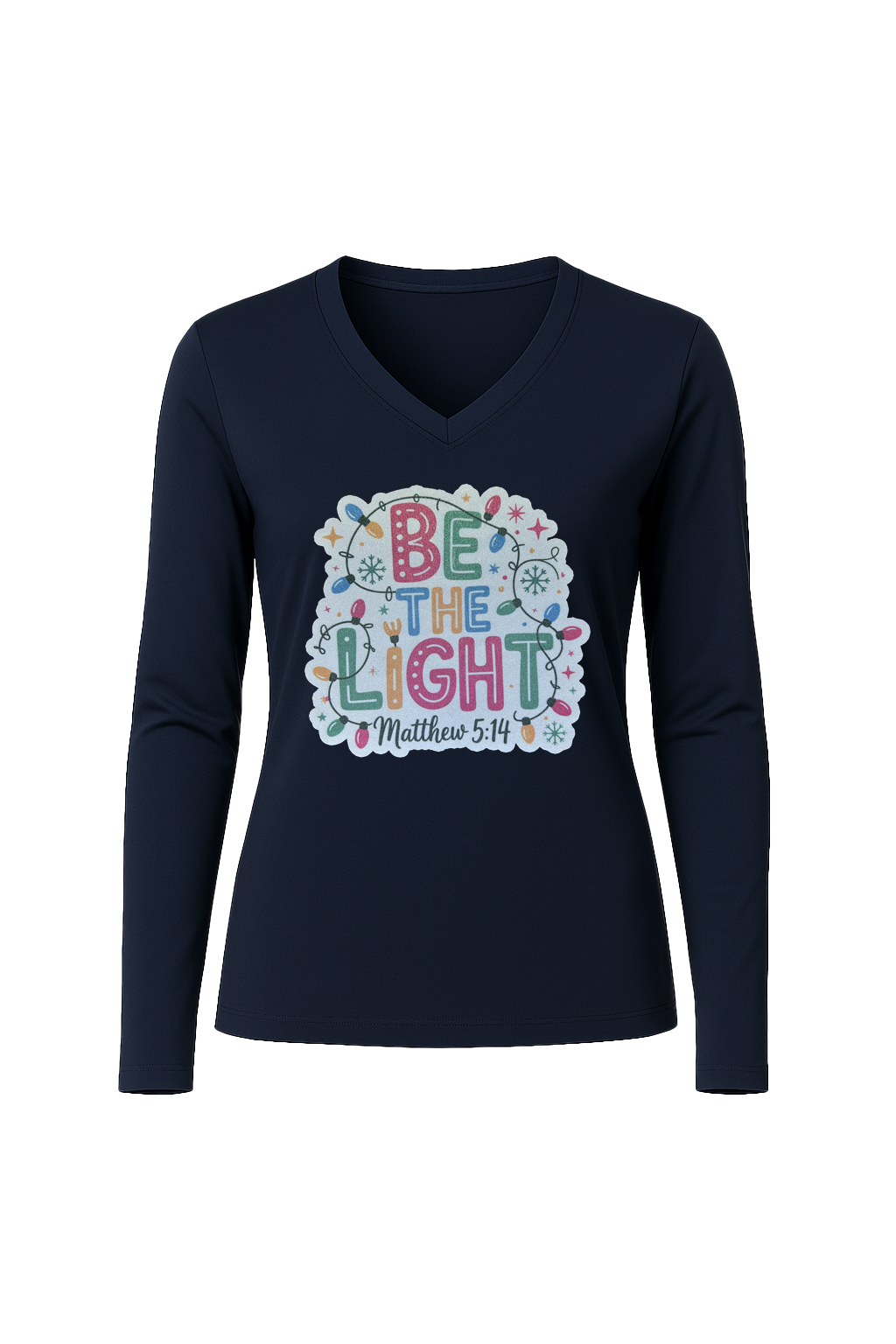 Glitter Be The Light Long Sleeve V-Neck Tee
