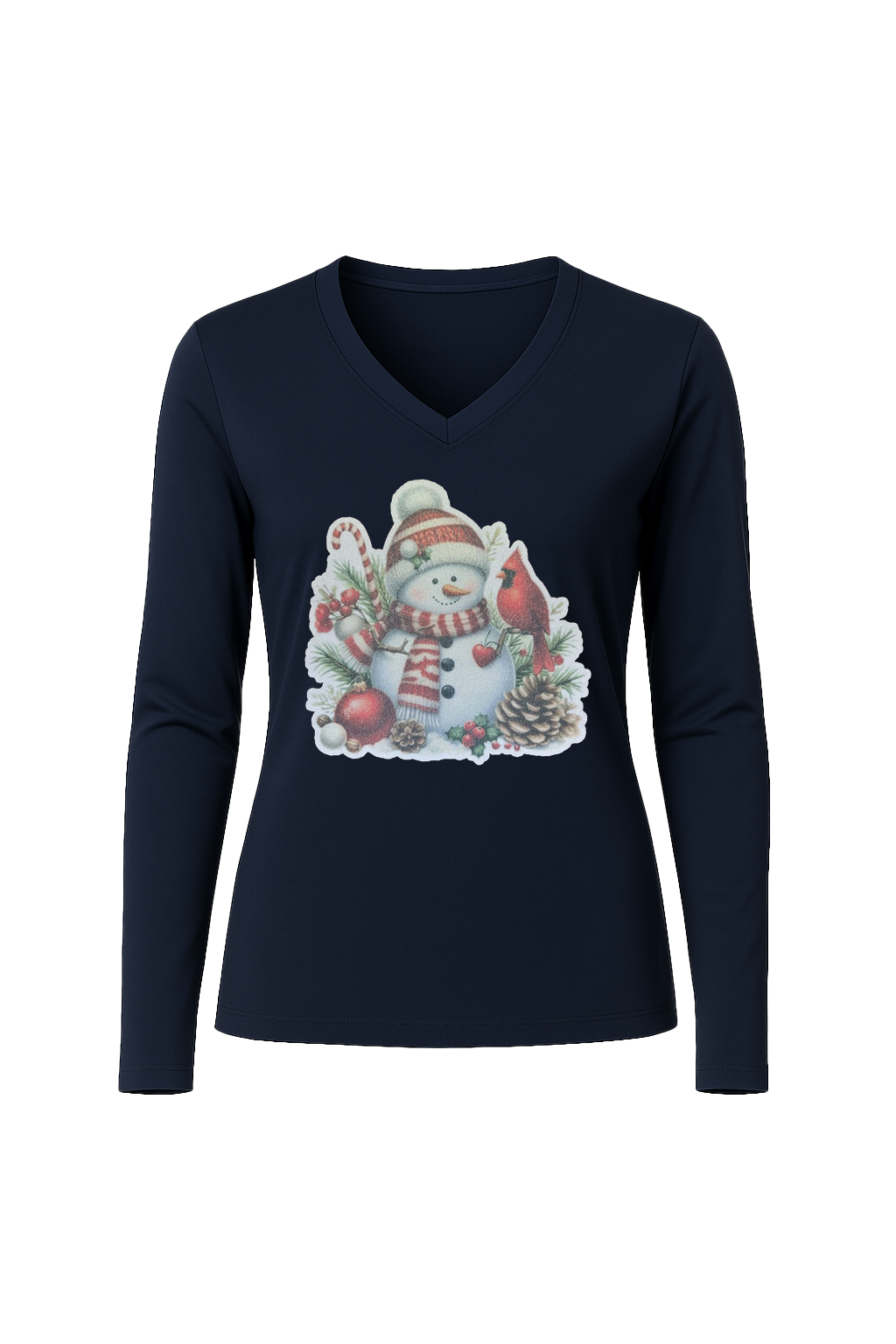 Glitter Cardinal's Gift Long Sleeve V-Neck Tee